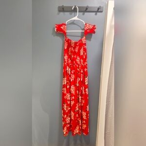 Red floral long dress (Hot Kiss)